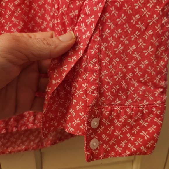 GAP Boyfriend Fit PINK Dragonfly Print Button Down, shirt, Sz L - Picture 3 of 8